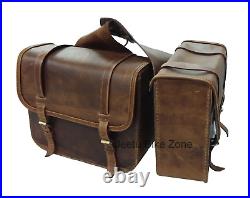 Fit For Royal Enfield Motorcycle Throw Over Leather Saddle Bag Rusty Brown Color