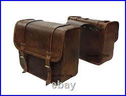 Fit For Royal Enfield Motorcycle Throw Over Leather Saddle Bag Rusty Brown Color