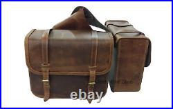 For Royal Enfield Motorcycles Throw Over Leather Saddle Bag Rusty Brown Color