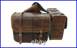 For Royal Enfield Motorcycles Throw Over Leather Saddle Bag Rusty Brown Color