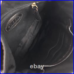 Fossil Black Leather Saddle Handbag Shoulder Crossbody Flap Over Brass Turnlock