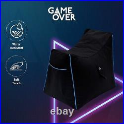 Game Over Blue Children's Gaming Bean Bag Chair Saddle Shape Kids Fun Beanbag
