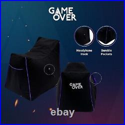 Game Over Purple Children's Gaming Bean Bag Chair Saddle Shape Kids Fun Beanbag