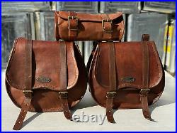 Goat Leather Motorcycle Complete Combo 3 Saddlebag Luggage 3 Bags For Sportster