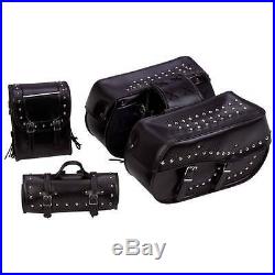 HEAVY DUTY PVC SADDLE BAGS FOR HARLEY SPORTSTER DYNA SOFTAIL 4Pc T/Over Style