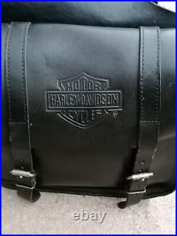 Harley Davidson Original Real Leather Saddle Bags Throw Over Vintage Black