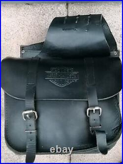 Harley Davidson Original Real Leather Saddle Bags Throw Over Vintage Black
