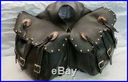 Harley Saddlebags Throw Over Vintage OEM Studded Three Buckle Bronze Concho's