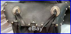 Harley Saddlebags Throw Over Vintage OEM Studded Three Buckle Bronze Concho's