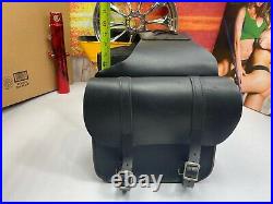 Harley Softail, Dyna, Sportster Throw-Over Bar & Shield Saddlebags Leather