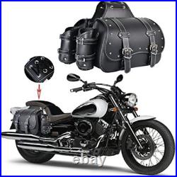 High-Density Leather Motorcycle Saddlebags- Throw Over Saddle Black4