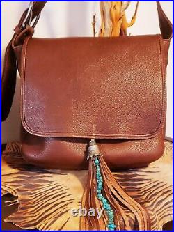 HoBo Pebbled BRN Ltr Saddle Bag withReal Turquoise EUC