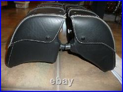 Indian Scout genuine OEM black leather saddlebags complete spools latches 15-22