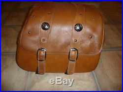 Indian Scout genuine OEM tan leather saddlebags complete 15-20 latches spools