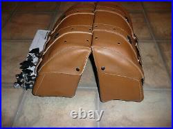 Indian Scout genuine OEM tan leather saddlebags complete 15-21 latches spools