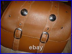 Indian Scout genuine OEM tan leather saddlebags complete 15-21 latches spools