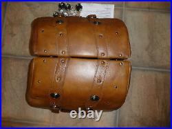 Indian Scout genuine OEM tan leather saddlebags complete 15-21 w spools latches