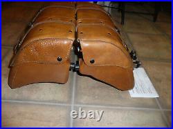 Indian Scout genuine OEM tan leather saddlebags complete 15-21 w spools latches