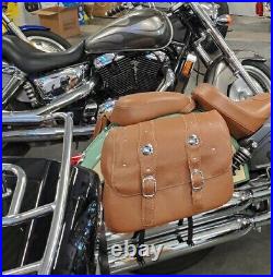 Indian Scout genuine OEM tan leather saddlebags complete 15-22 w spools latches