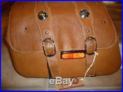 Indian Scout genuine OEM tan leather saddlebags complete new 2014-2020 w latches