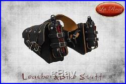 LaRosa Rustic Black HD Sportster Throw-Over Saddle Bag Luggage with Fuel Bottle