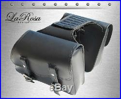 La Rosa Harley Sportster Left & Right Saddlebags Black Leather Throw Over Style