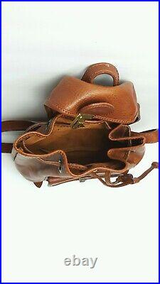 La Sella Roma Italian Leather Backpack Saddle Brown Leather VTG Drawstring Purse