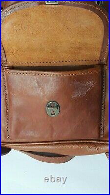 La Sella Roma Italian Leather Backpack Saddle Brown Leather VTG Drawstring Purse