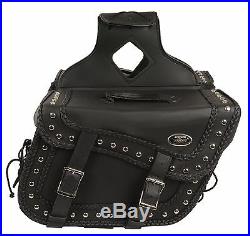 Large Braided & Studded Zip-Off Throw Over Saddle Bags for Harley, Honda Bikes