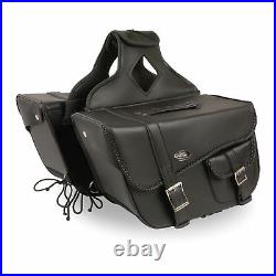 Large Braided Zip-Off PVC Throw Over Saddle Bag with Bonus Pocket (16X10X6X22)