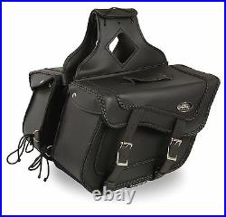 Large Braided Zip-Off Two Buckle Throw Over Saddle Bags for Harley, Honda Bikes