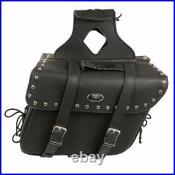 Large Zip-Off PVC Slanted Throw Over Studded Saddle Bag (15X12X5X22)