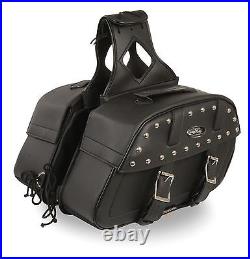 Large Zip-Off PVC Studded Throw Over Rounded Saddle Bag for Harley, Honda Bikes