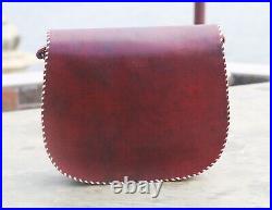 Leather Cross-body Bags Small Over the Shoulder Saddle Purse Handbag Woman (Red)