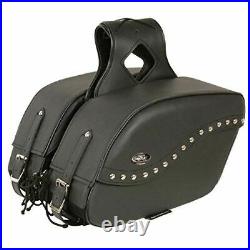 Leather SH646ZB PVC Studded Throw Over Motorcycle Saddlebags/ One Size