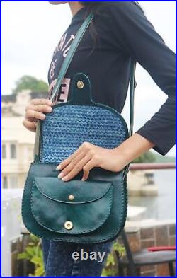 Leather Small Over the Shoulder Bag Saddle Purses and Cross body Handbag, Green