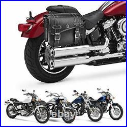 Leather Throw Over Motorcycles Saddlebag with Cup Pocket for Sportster & Softail