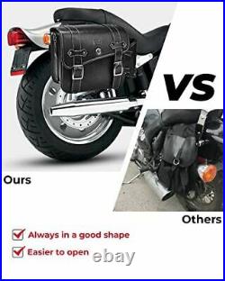 Leather Throw Over Motorcycles Saddlebag with Cup Pocket for Sportster & Softail