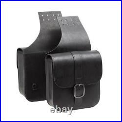 Ledrie Leather Throw Over Saddle Bag Black with Buckles 1 Set