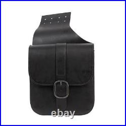 Ledrie Leather Throw Over Saddle Bag Black with Buckles 1 Set