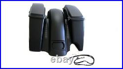 Matte Black 2 in 1 CVO Extended Rear Fender with Saddlebags 4 Harley Touring 09-13