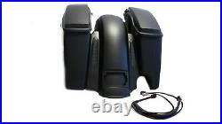 Matte Black CVO 2 in 1 Cut Out Extended Rear Fender with saddlebags set 2014-2020