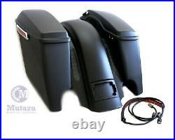 Matte Black CVO Dual Cut Extended Rear Fender with saddlebags package set 2014 up