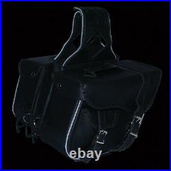 Medium Braided Zip-Off PVC Throw Over Saddle Bag with Bonus Pocket (12X9X6X17.5)