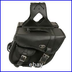 Medium Braided Zip-Off PVC Throw Over Saddle Bag with Bonus Pocket (12X9X6X17.5)