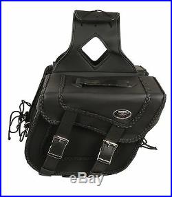 Medium Braided Zip-Off Two Buckle Throw Over Saddle Bags for Harley, Honda Bikes