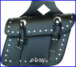 Medium Throw-Over Slant PVC Saddlebags with Studs, Conchos and Zipper Attachment