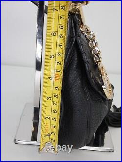 Michael Kors Crossbody Bag Small Satchel Flap Over Black Leather Tassel Logo