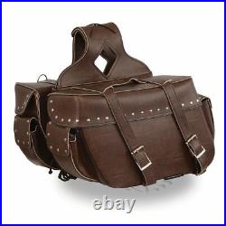 Milwaukee Leather Large Antique Brown Zip-Off Throw Over Riveted SaddleBag (SET)