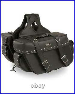 Milwaukee Leather Large Zip-Off Throw Over Riveted Saddle Bag Black